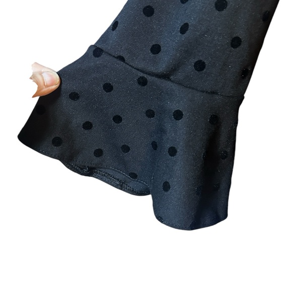 Old Navy Black Sheath Dress W/Flutter 3/4 Sleeve XXL Black On Black Dot Design - Picture 6 of 12